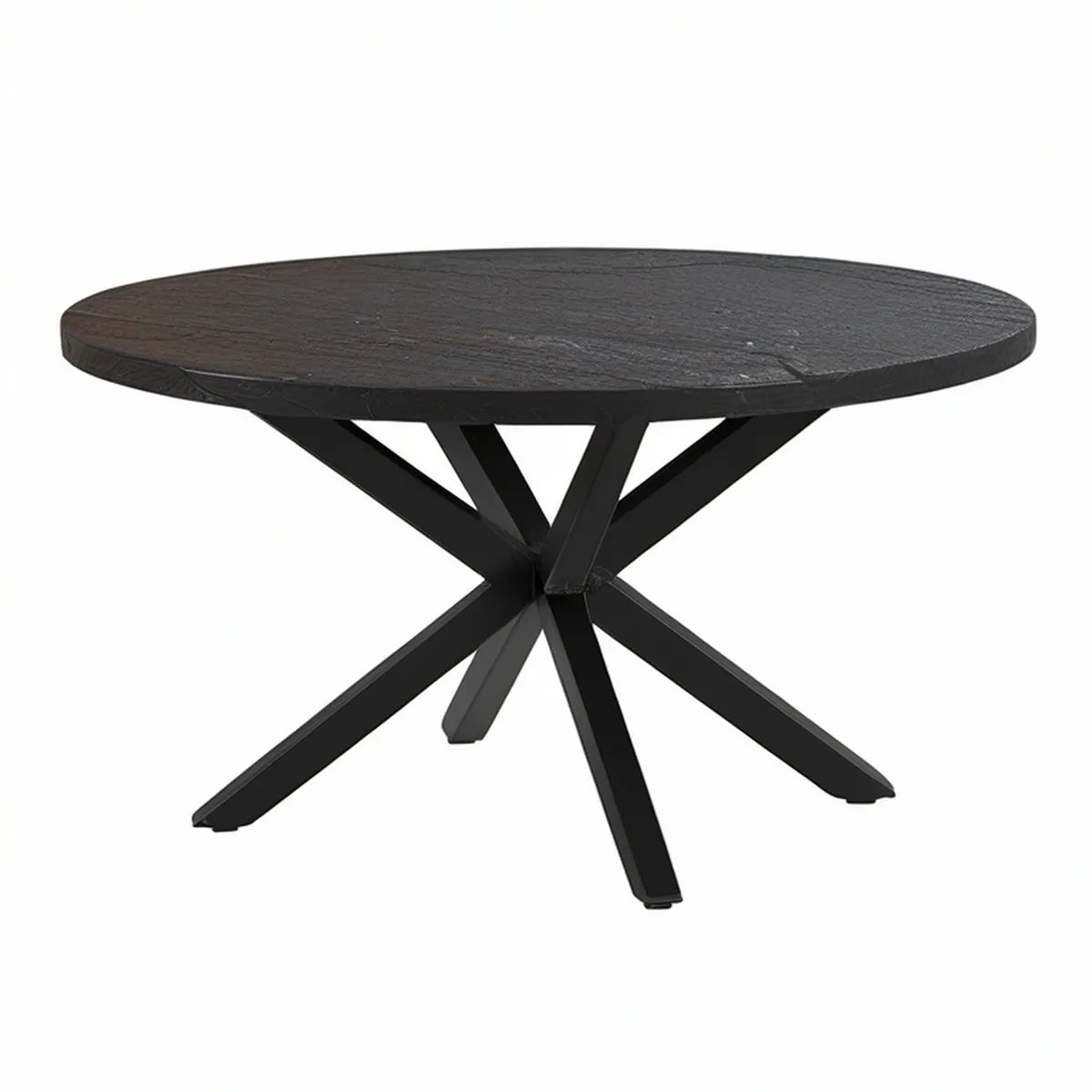 36 in. Round Black Engineered Wood and Steel Coffee Table, 18 in. High