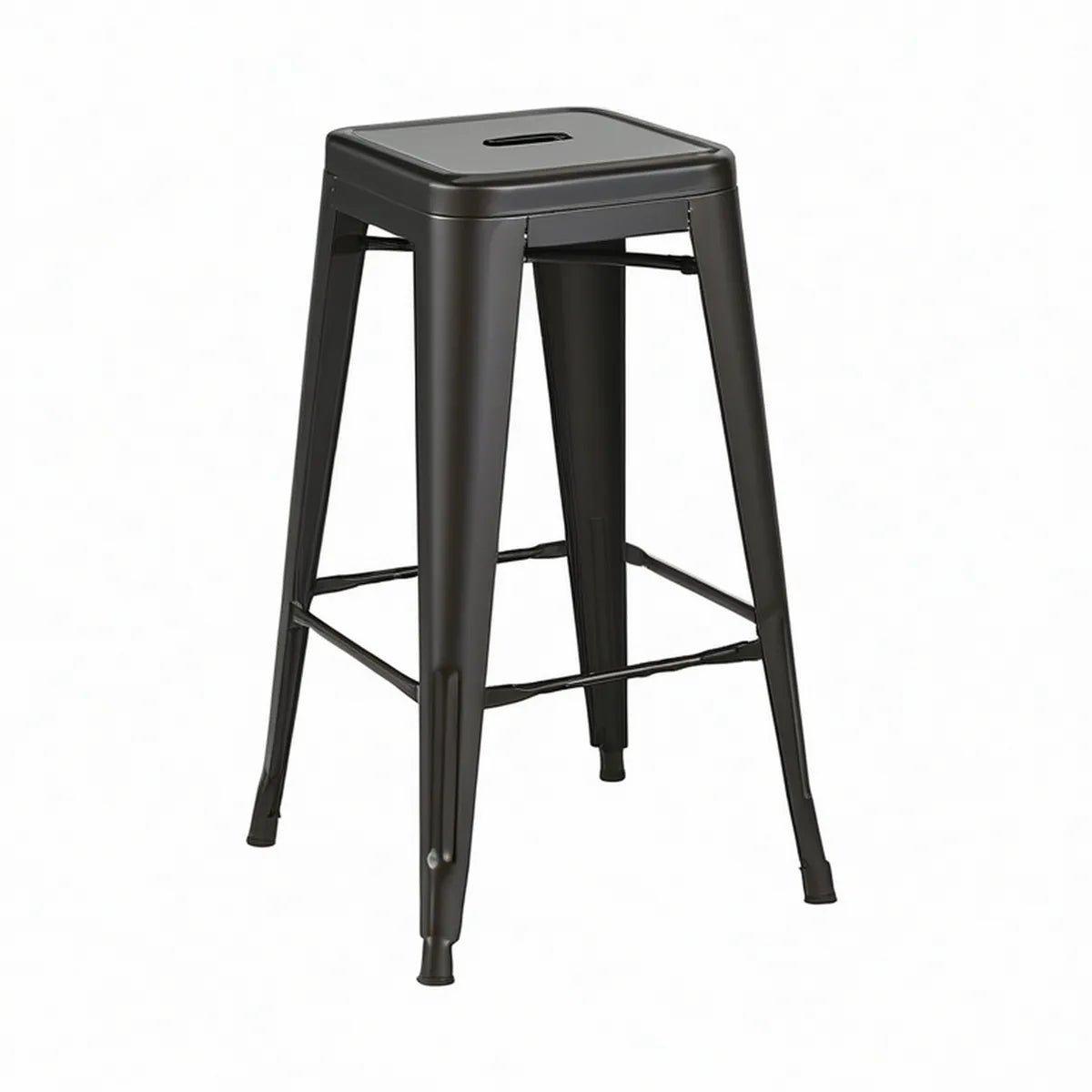 Black Powder-Coated Steel Backless Bar Stool, 17.5 x 17.5 x 30 in