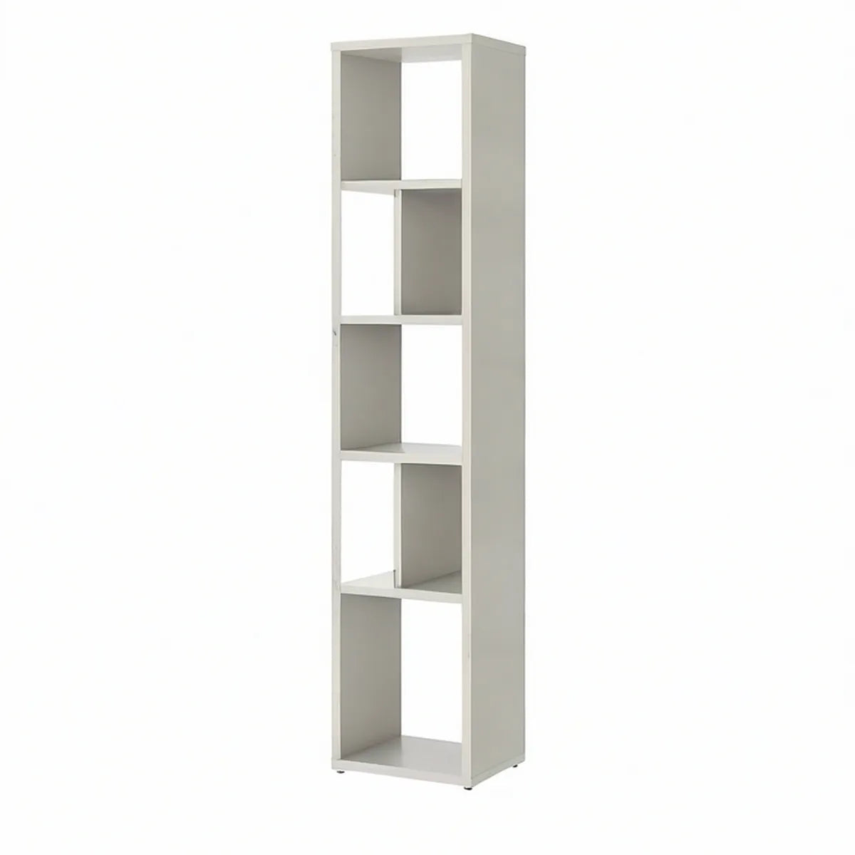 5-Tier Narrow White Engineered Wood Bookcase, 11.8 x 11.8 x 70.9 in