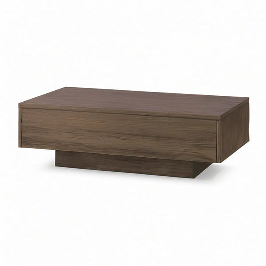 Walnut Brown Rectangular Coffee Table with Full-Width Drawer, 47.2 x 23.6 x 13.8 in