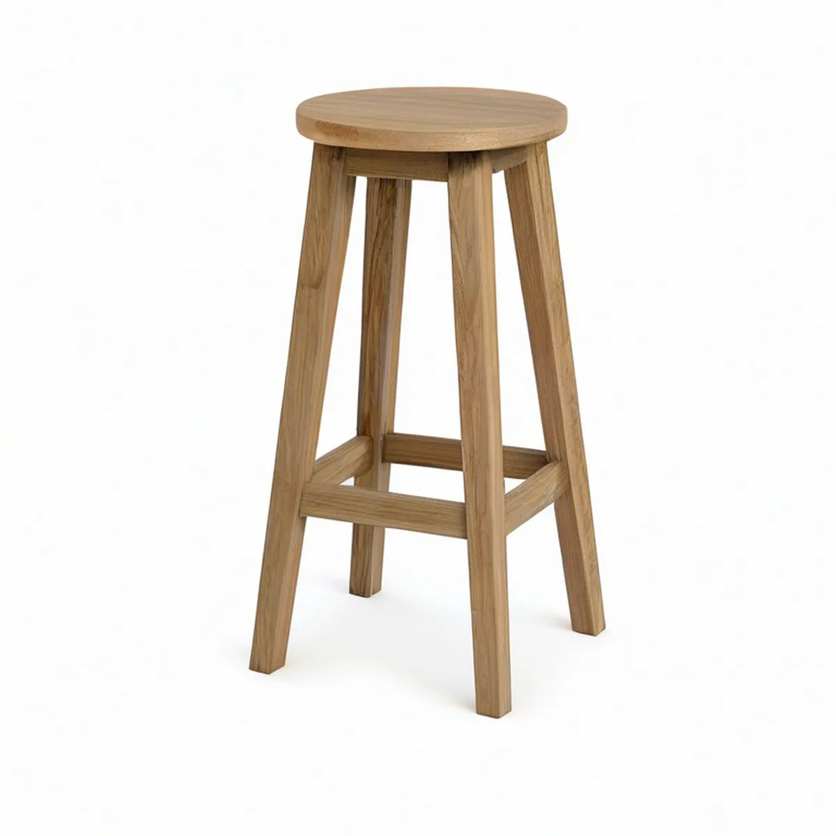 Round Solid Oak Bar Stool, Natural Oak, 15.75 in Diameter x 29.5 in High