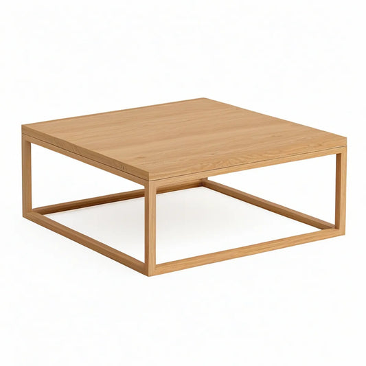 Natural Oak Square Coffee Table, 39.4 x 39.4 x 13.8 in.
