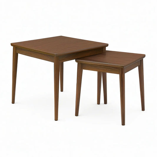 2-Piece Walnut Brown Nesting Coffee Table Set, Engineered Wood and Rubberwood, Large 31.5 x 23.6 x 19.7 in, Small 27.6 x 19.7 x 16.5 in