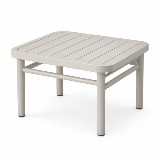 Light Gray Aluminum Slatted Coffee Table, 31.5 x 31.5 x 17.7 in