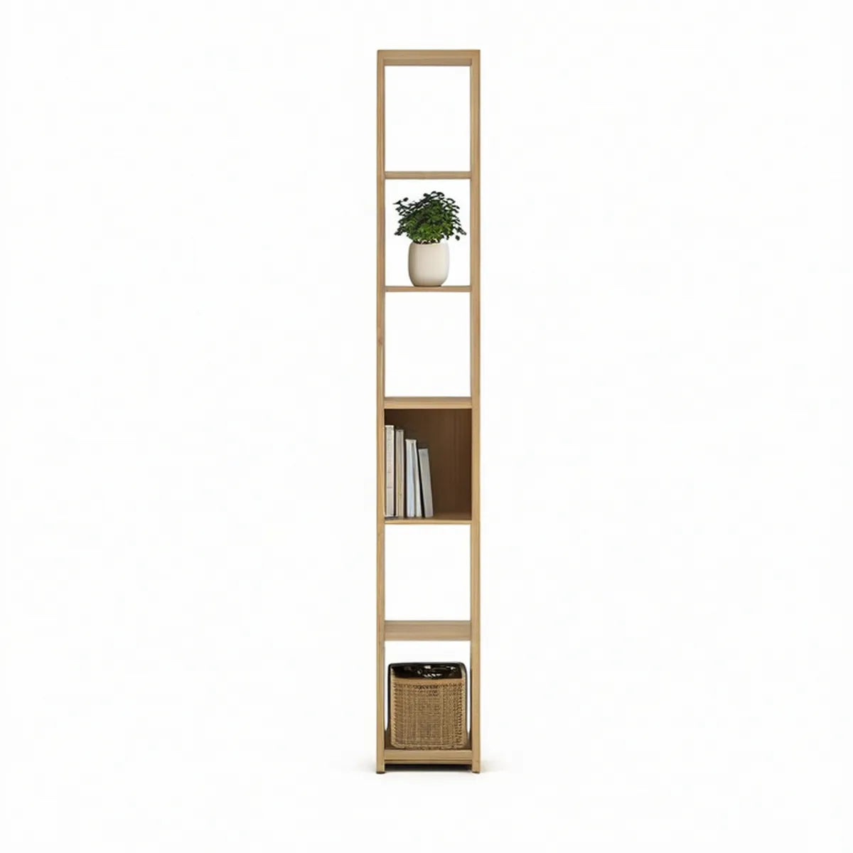 Natural Bamboo Freestanding Display Shelf, 15.7 x 11.8 x 78.7 in